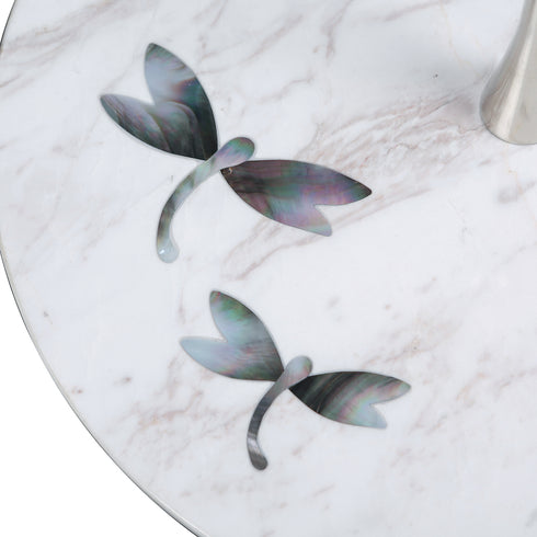 Marble Single Tier Tray with Handle